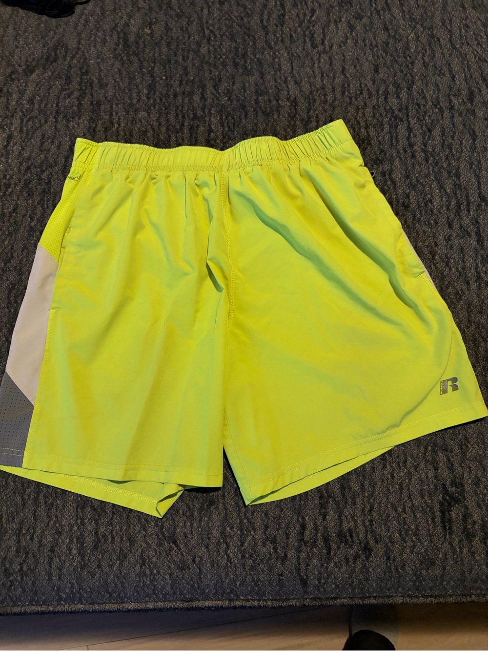Russell Athletic Neon Yellow Men's Training Shorts with Reflective Logo